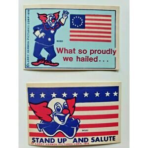 Bozo the Clown 1975 Stickers Larry Harmon 2 Of Each New Old Stock Stickers